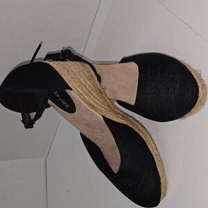Lane Bryant Black Ankle Strap Espadrilles, S. 9W, 7” Ankle straps with elastic